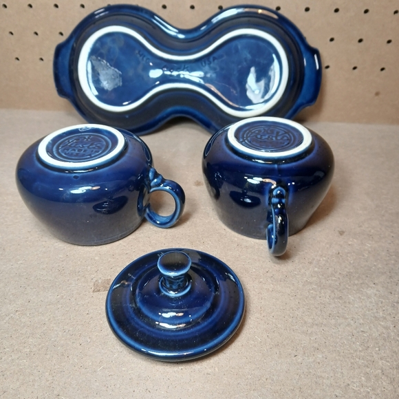 Fiesta Creamer & Sugar Set Figure 8 Tray Cobalt Blue Fiestaware HLC - Picture 4 of 6